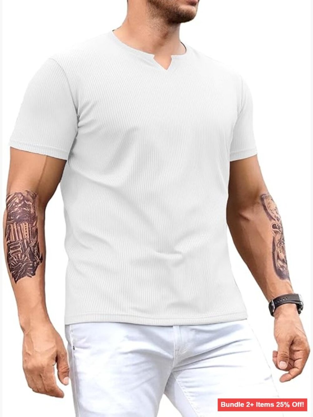 Slim Fit V-Neck Henley T-Shirt Long Short Sleeve Activewear Polyester Spandex